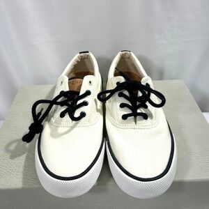 Sperry Sea Cycled Striper II CVO‎ Mens Sneakers White Size US 9 Textured Lace-Up